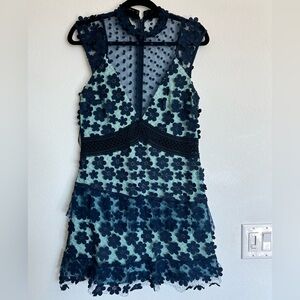 Self-Portrait Navy Floral Mini Dress